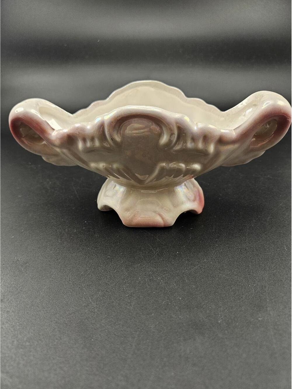 Vintage Pink Lusterware Footed Vanity Dish Rose & Leaf - Bridgerton Regencycore - Picture 5 of 15